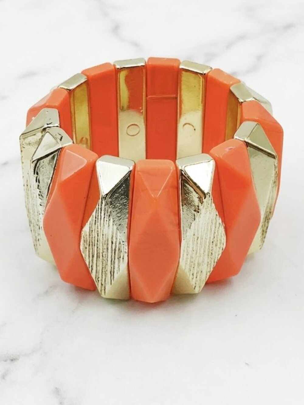 Ladies Orange and Gold Stretch Bracelet